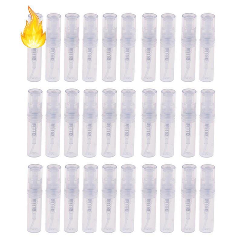 Set 60 lọ nhựa rỗng trong suốt 2ml dạng xịt đựng nước hoa tiện dụng