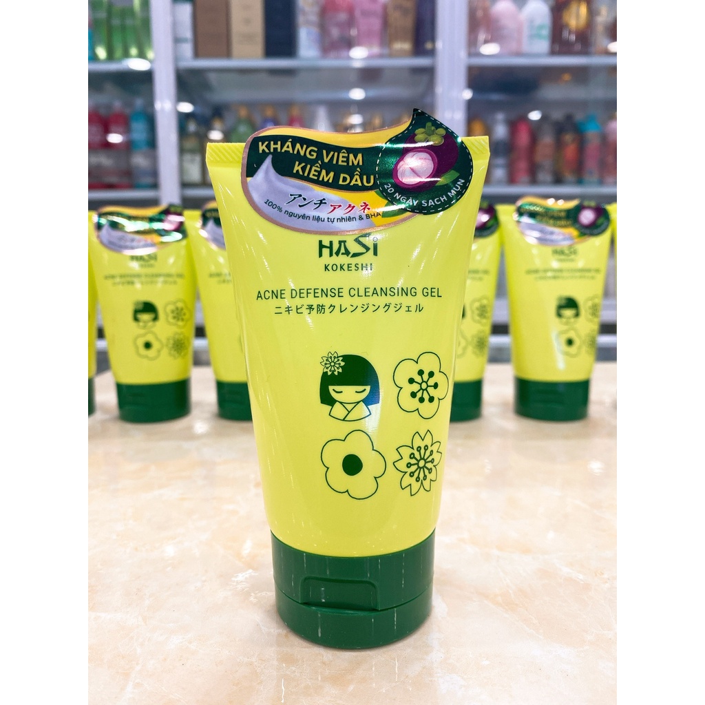 Gel Rửa Mặt Da Mụn Kiềm Dầu HaSi Kokeshi Acne Defense Cleansing 100ml