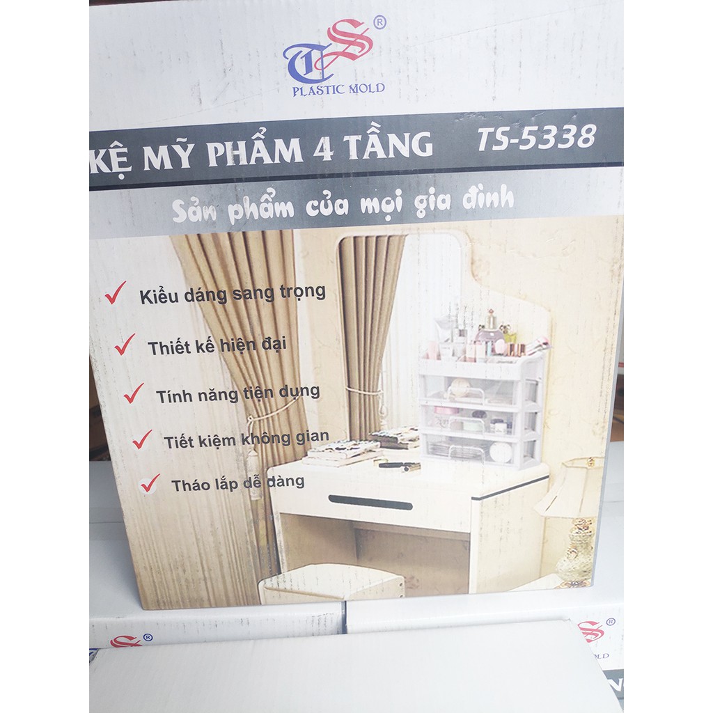 Kệ tủ đựng mỹ phẩm đồ trang điểm 4 tầng để bàn Tashuan TS-5338 [ẢNH THẬT]