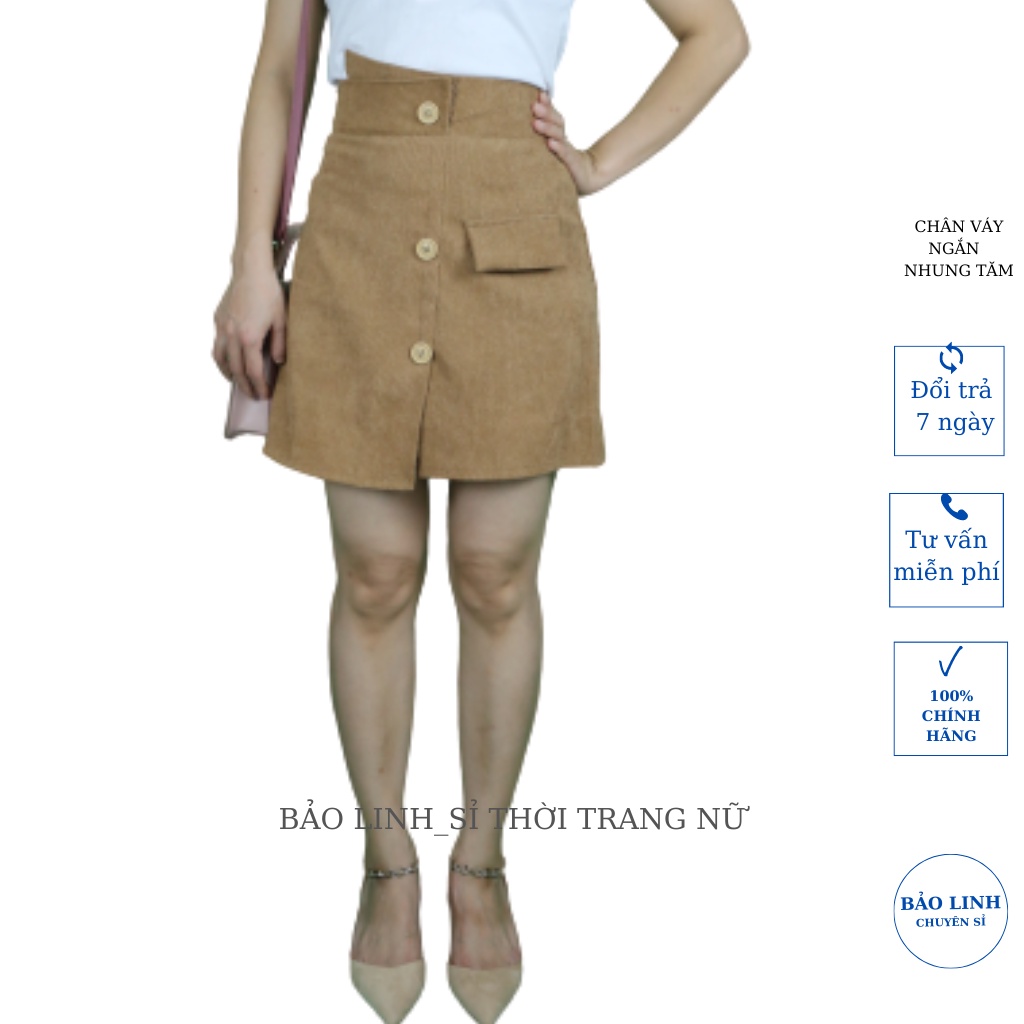 Chân Váy Nhung Tăm Dáng Ngắn Chữ A Vạt Lệch Phối 3 Cúc Sang Chảnh Phong Cách Trẻ | BigBuy360 - bigbuy360.vn