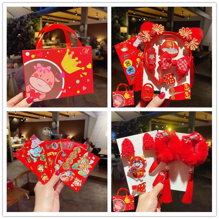 Phụ kiện cài tóc hình bướm đỏ phong cách Trung Hoa mừng năm mớ