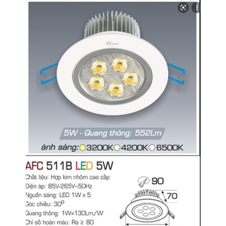 Đèn led âm trần tròn anfaco afc – 511b – 5w.