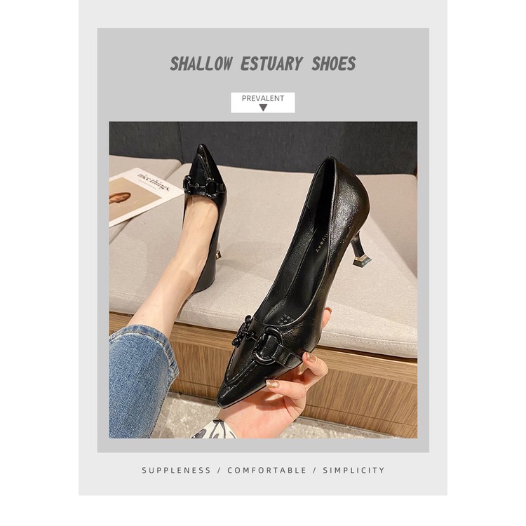 European station 2022 summer New genuine leather pointed stiletto low-cut slip-on shoes women's comfortable women's shoes fashion sGzq