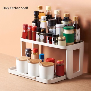 Universal Multifunctional Storage Large Capacity Iron Double Layer Seasoning Can Kitchen Shelf