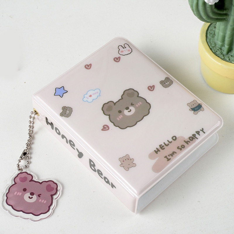 Cuốn Album Ảnh 3 inch Mini Bằng PP In Họa Tiết Gấu Hoạt Hình Dễ Thương Giá Đỡ