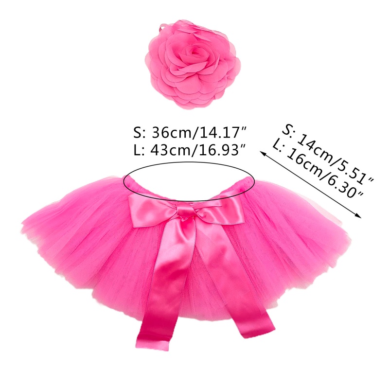 Set 2 Món Phụ Kiện Chụp Ảnh Gồm Chân Váy Tutu + Băng Đô Hoa Dễ Thương Cho Bé Sơ Sinh