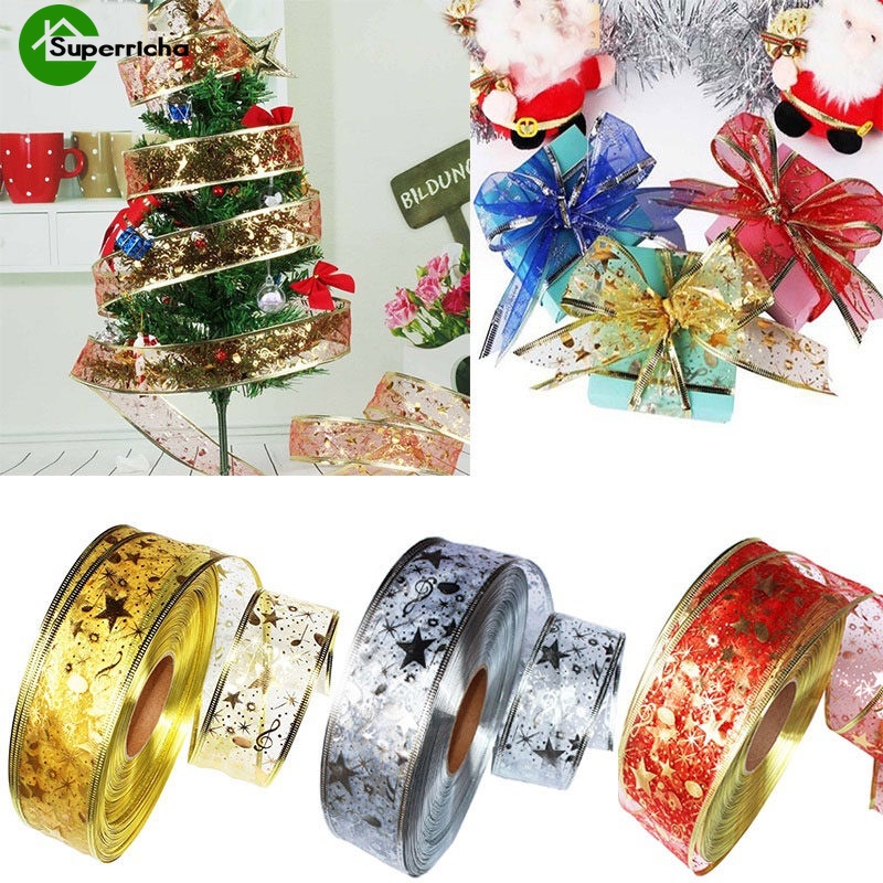 Cuộn dây ruy băng dài 2m dùng trang trí giáng sinh DIY