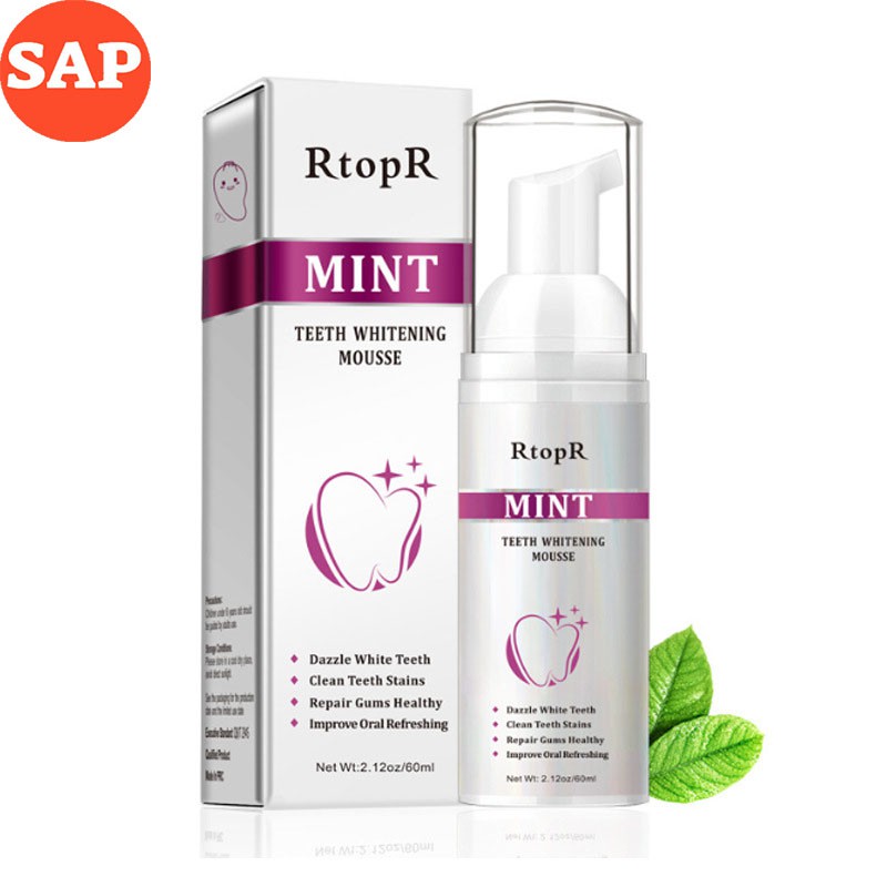 Bọt Tẩy Trắng Răng Làm Sạch Răng Khử Mùi Hôi Miệng Mousse Teeth Whitening Clean Teeth 60ml Thương Hiệu RtopR