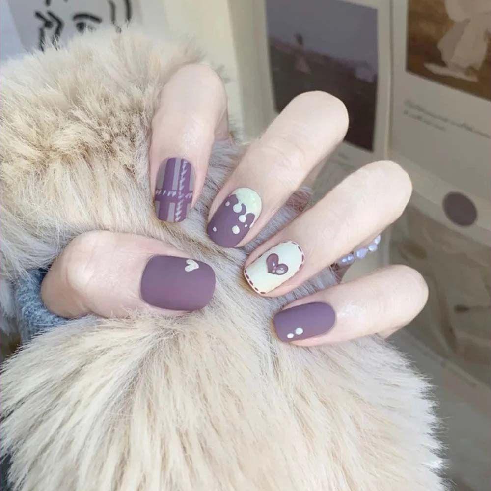 OCEANMAP Móng Tay Giả Ngắn Dạng Nhấn Dễ Tháo Rời DIY