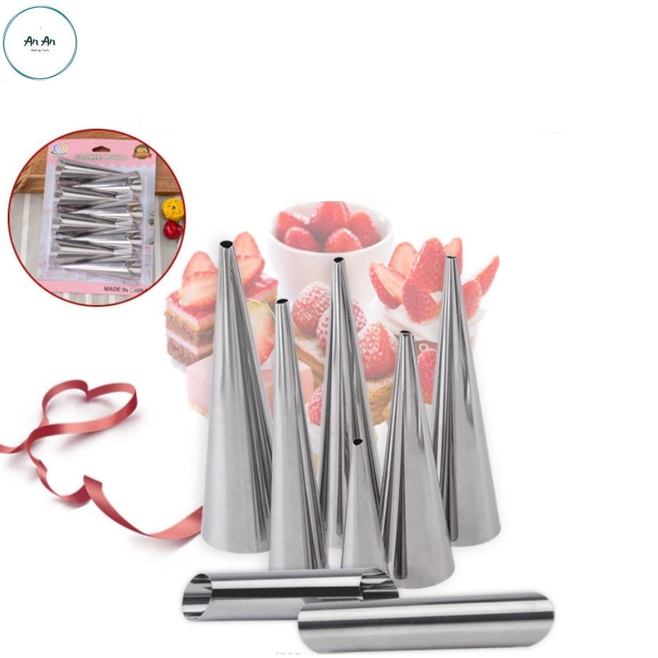 Khuôn inox làm bánh sừng bò, ốc quế, bánh mì xoắn ốc