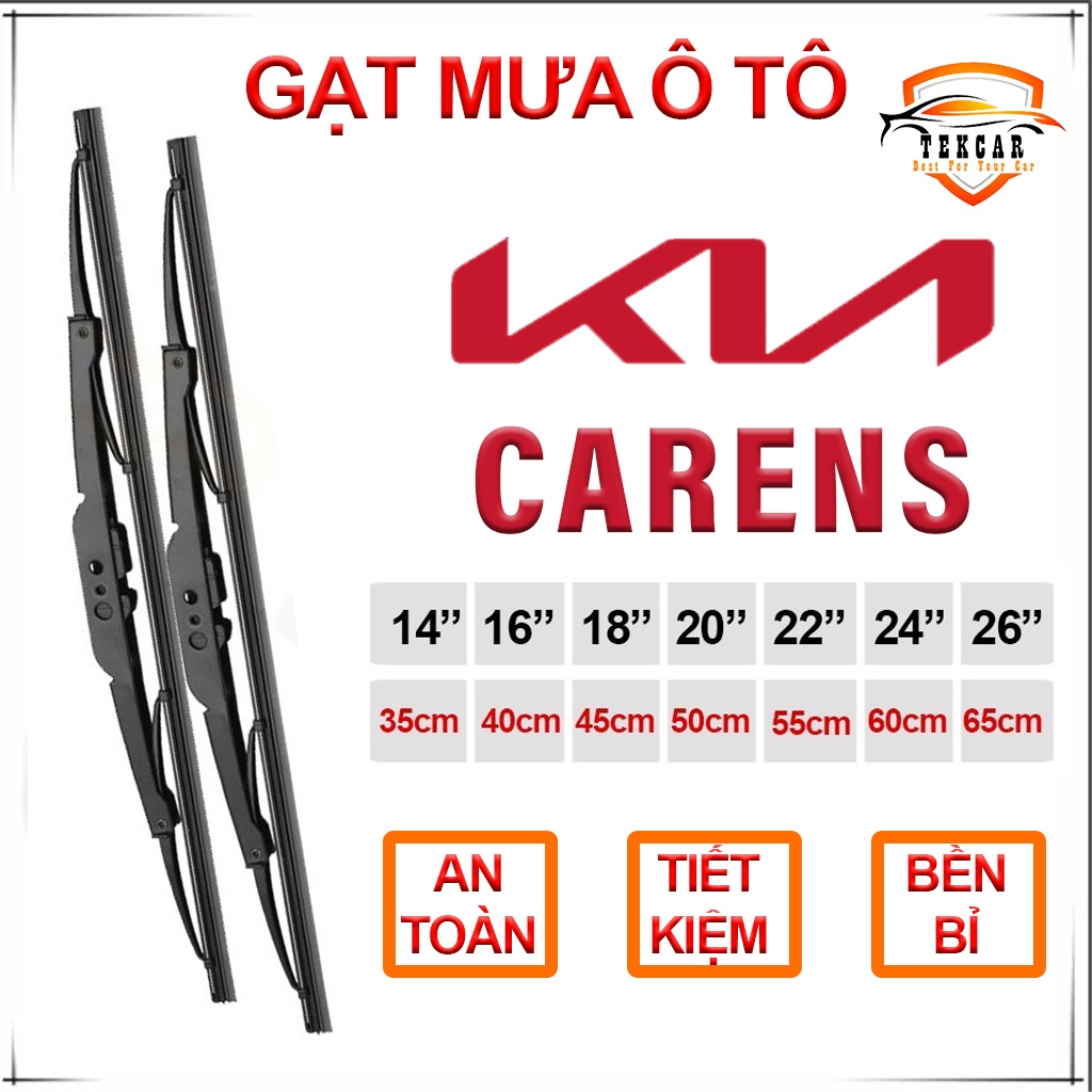 [1 CẶP - KIA CARENS ] Gạt mưa ô tô xe Kia Carens cần gạt kính khung xương sắt lưỡi silicon, thanh cần lưỡi gạt nước mưa