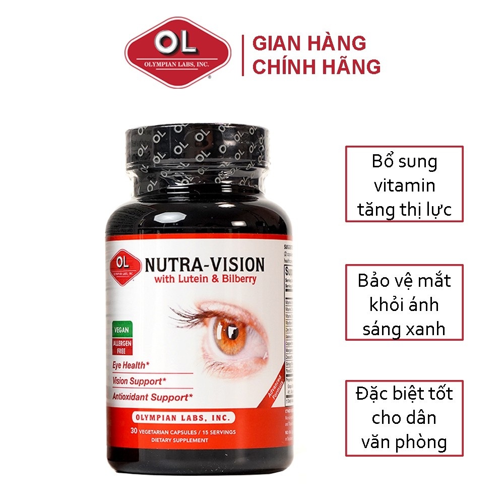 Viên Uống Bổ Mắt, Tăng Lưu Thông Máu Và Kéo Dài Thị Lực - Nutra Vision - Hộp 30 Viên