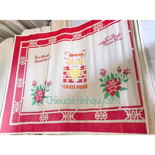 Chiếu cói in hoa 1m8-2m2 có viền