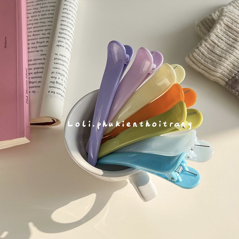 Kẹp tóc mỏ vịt cỡ lớn 12cm, màu pastel xinh xắn cho nữ