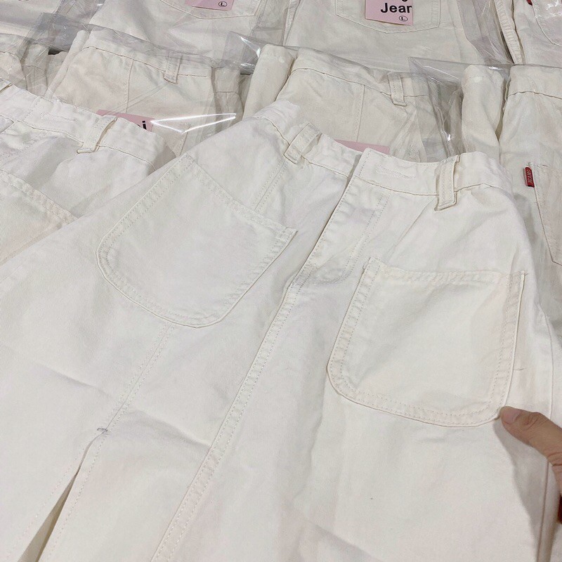 CHÂN VÁY JEANS TRẮNG XẺ