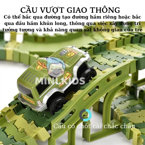 Bộ lắp ráp đường đua ô tô khủng long, đồ chơi lắp ghép đường ray khủng long cỡ lớn cho bé thoả sức sáng tạo
