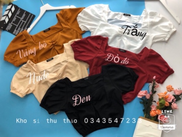 Áo Croptop tay phồng hình chụp thật kèm video