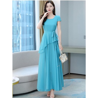 ĐẦM XÒE DÀI PHỐI TÀ XÉO THẮT EO 2049