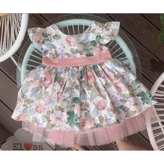 Váy bé gái hoa hồng baby doll 2 lớp XHN479