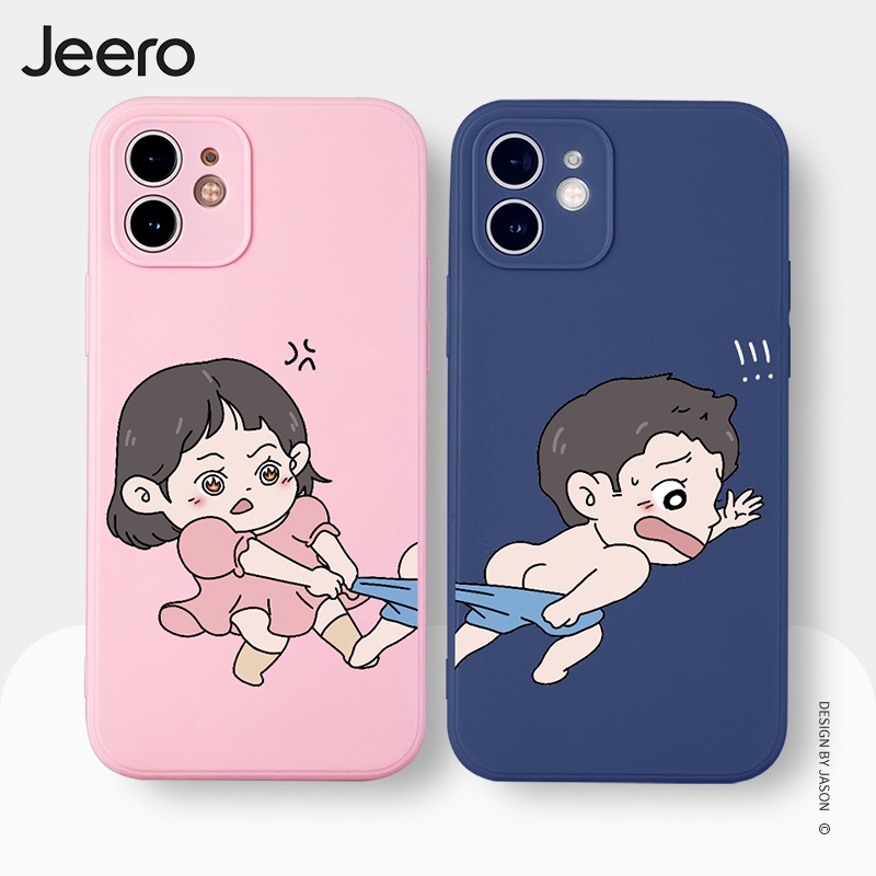 Ốp điện thoại JEERO chống sốc ngộ nghĩnh hài hước hoạt hình cặp đôi dễ thương đẹp silicon mềm Cho iPhone 13 12 11 Pro Max SE 2020 X XR XS 8 7 ip 6S 6 Plus kute HFE761