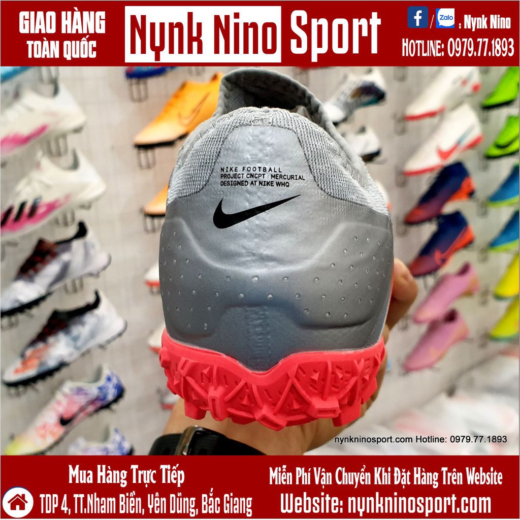 Giày Bóng Đá Mercurial Vapor 13 Pro Xám Hồng Vạch Đen Cổ Lửng TF