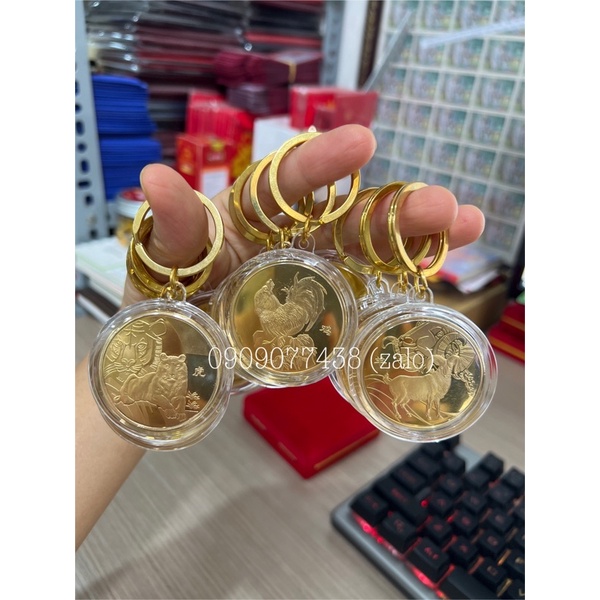 Móc khoá Đồng Xu 12 Con Giáp phong thuỷ may mắn độc đáo