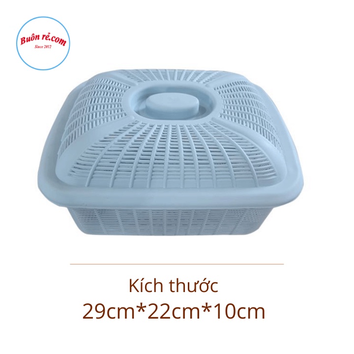 Rổ Vuông Có Nắp Đậy Nhựa Việt Nhật , Rổ đựng hoa quả rau củ Kèm Nắp tiện lợi Br 01623