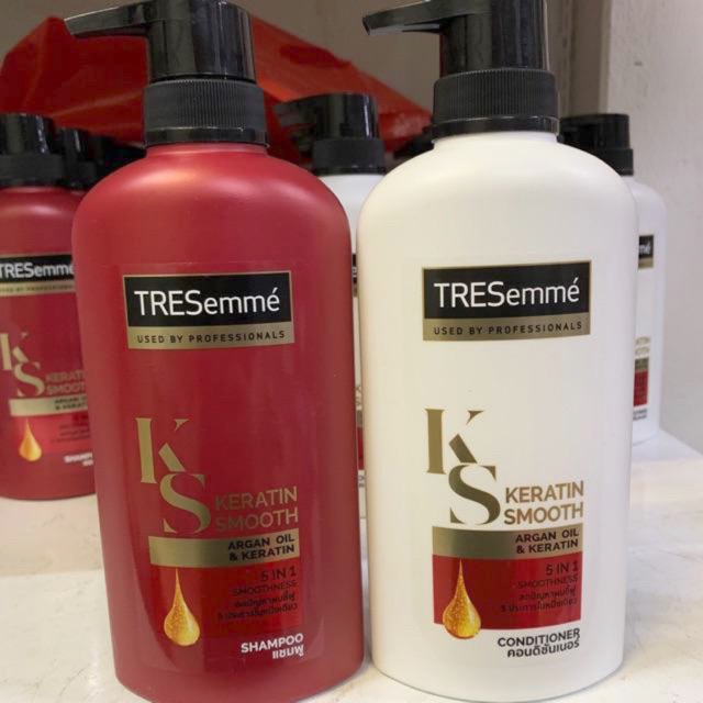 Dầu gội + xả Tresemme thái lan KERATIN SMOOTH 450ml (mầu đỏ)