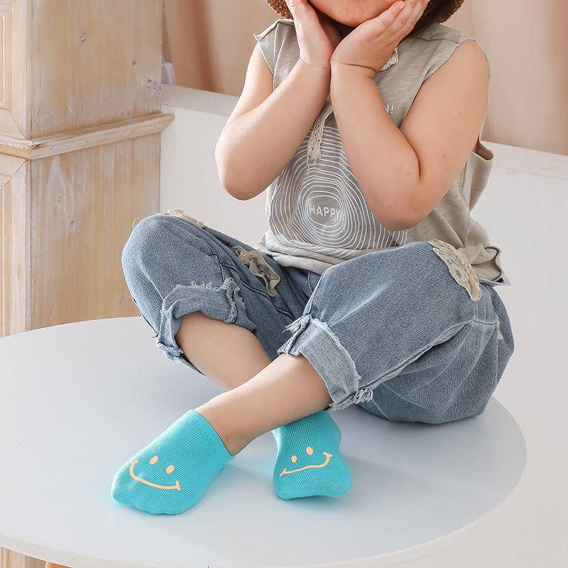 Vớ Cotton Mỏng Thoáng Khí Thoải Mái In Hình Mặt Cười Màu Sắc Ngọt Ngào Thời Trang Mùa Hè Cho Bé Từ 1-8 Tuổi
