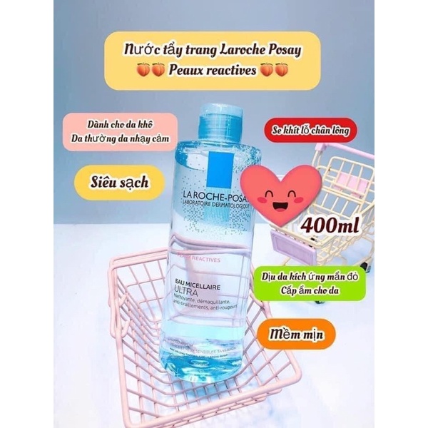 Nước tẩy trang LA ROCHE POSAY eau micellaire ultra peaux reactives 400ml