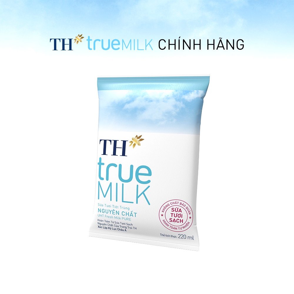 Thùng 48 bịch sữa tươi sạch nguyên chất TH True Milk bịch giấy 220ml (220ml x 48)
