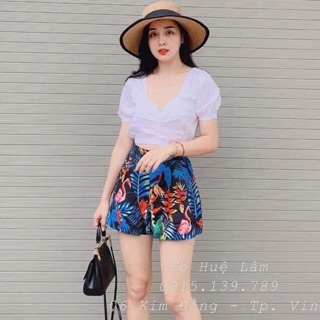 Set quần hoa áo croptop