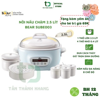 Nồi Nấu Chậm 2,5 Lít Bear Chính Hãng Đa Năng Nấu Cháo, Chưng Yến Bản Quốc Tế Bảo Hành 12 Tháng