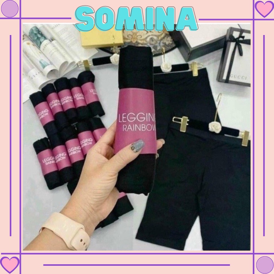 Quần leging ngố thái cuộn tím siêu hot, quần lửng đùi nữ cạp chun bản to thun cotton đen dày dặn co 