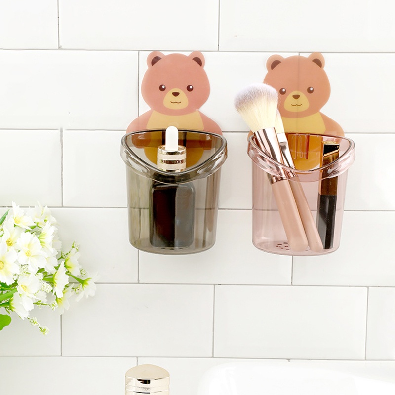 Giá Đỡ Bàn Chải Đánh Răng Gắn Tường Không Cần Khoan Hình Gấu Dễ Thương