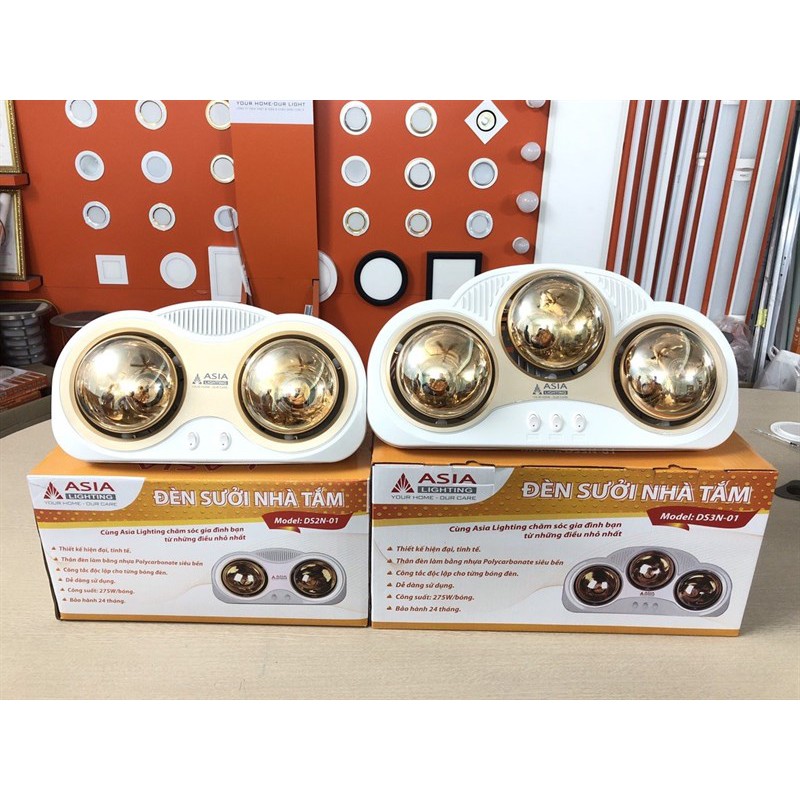 - Đèn sưởi nhà tắm treo 2 bóng gắn tường ASIALIGHTING
