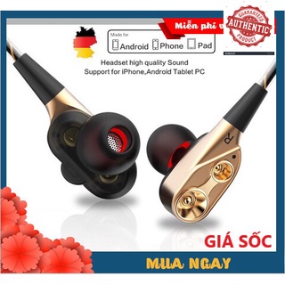 Tai nghe chống ồn loa kép 4d extra bass sra8 nghe nhạc, chơi game, tai phone có dây cho điện thoại, máy tính, laptop, pc