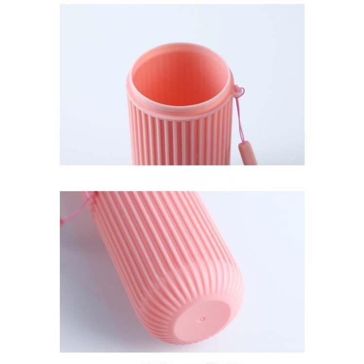 Hũ Hộp Đựng Bàn Chải Và Kem Đánh Răng Kiểu TRÒN CÓ VÂN S8 (Kiêm 2 Cốc) - Khi Đi Du Lịch, Công Tác