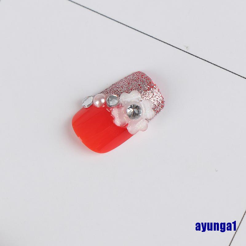 Set 24 móng tay giả hoa hồng trang trí móng tay nghệ thuật