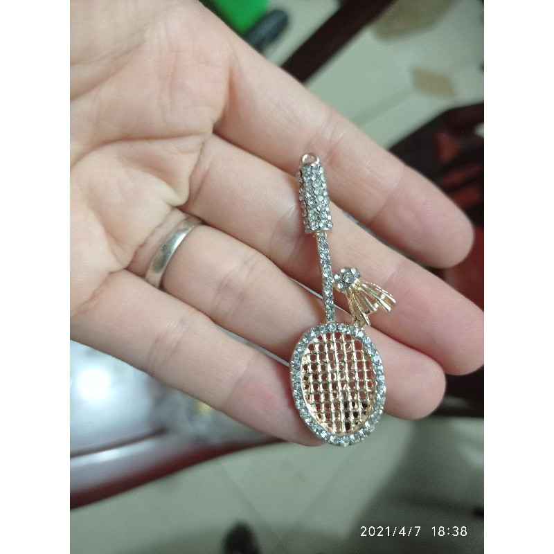 Móc khóa hình cây vợt và trái cầu lông, phụ kiện thời trang dành cho người chơi cầu lông