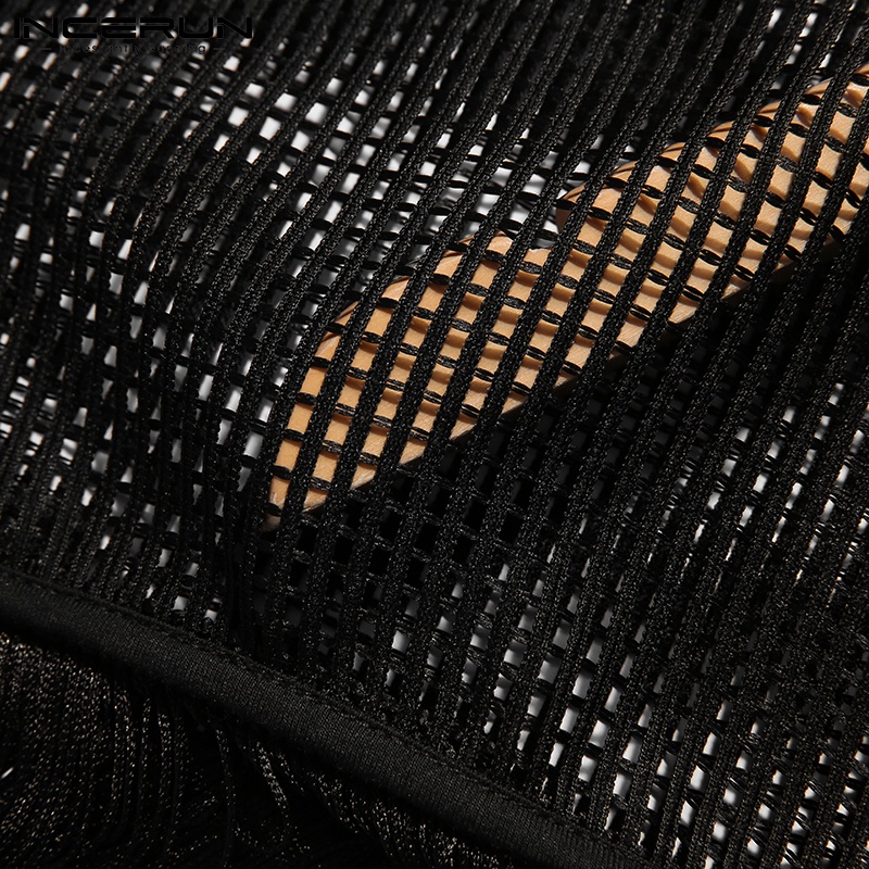 Áo tanktop INCERUN phối tua rua xuyên thấu thời trang quyến rũ dành cho nam