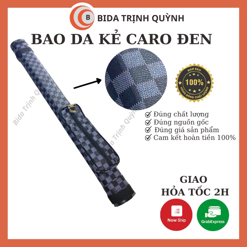 Bao Da Kẻ Caro Đen Đựng Cơ Bida bao đựng gậy bida bi-a caro đen TRQ 82cm