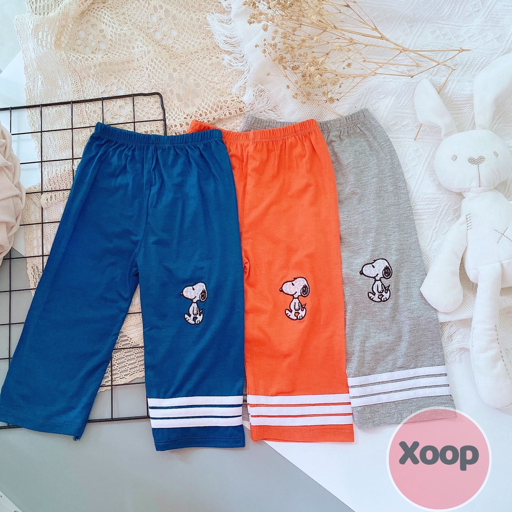 SALE !!! BỘ ÁO CỘC QUẦN DÀI 3 SỌC THÊU SNOOPY HÀNG XOOP CHO BÉ (SP001654)