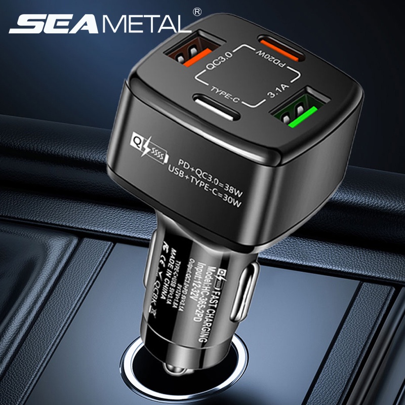 SEAMETAL Bộ Sạc Nhanh 4 Cổng USB QC3.0 PD 20W Loại C 12V 24V