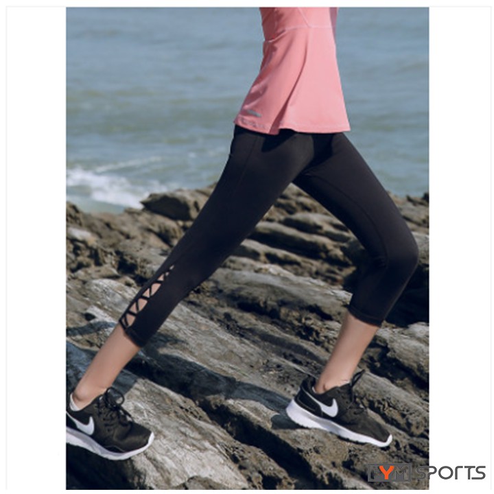 Quần legging ngố đan dây gấu quần| Loại Bigsize |Quần lửng legging tập Yoga,Gym,Zumba Cạp Cao Gen Bụng Co dãn 4 chiều | BigBuy360 - bigbuy360.vn