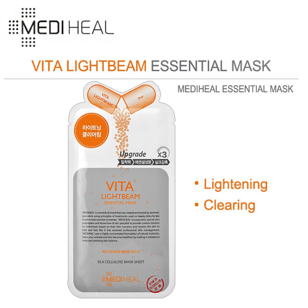 Mặt Nạ Vitamin Lightbeam Giúp Làm Trắng Sáng Da Mediheal Essential Mask Ex 24ml - VITA LIGHTBEAM