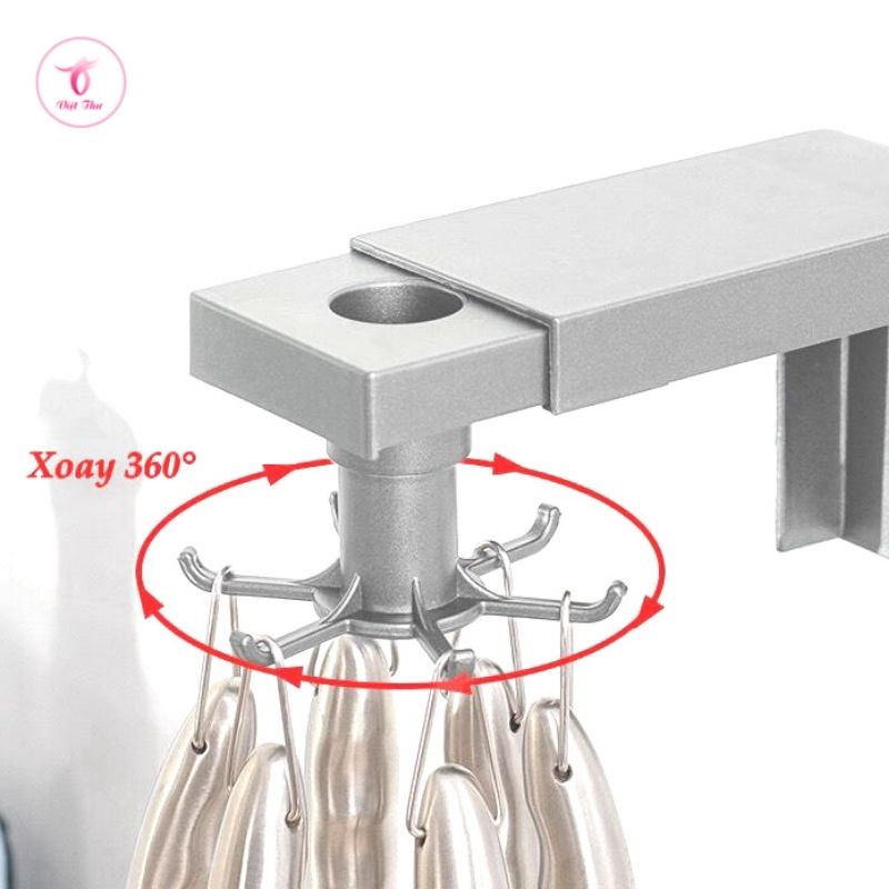 Móc dán tường chịu lực, siêu dính, treo đồ nhà bếp, 6 nhánh, xoay 360 độ, nhựa abs cao cấp Việt Thư