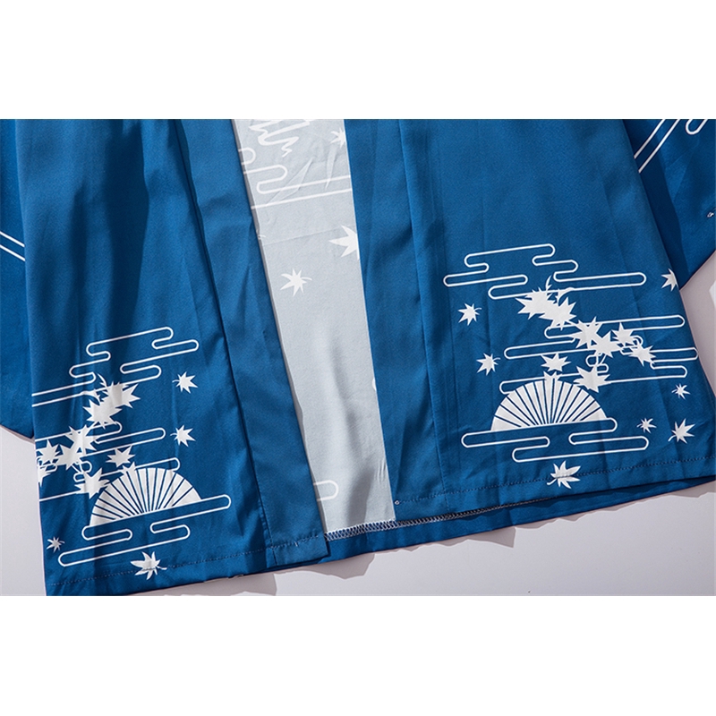 Áo khoác màu xanh dương phong cách Kimono Nhật Bản dành cho cả nam và nữ