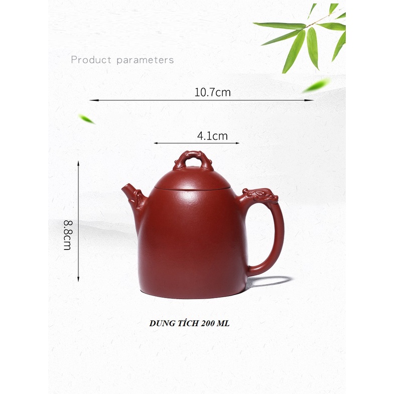 Ấm Tử Sa Nghi Hưng Tần Quyền Long Tuyền 200 ml (Đại Hồng Bào)