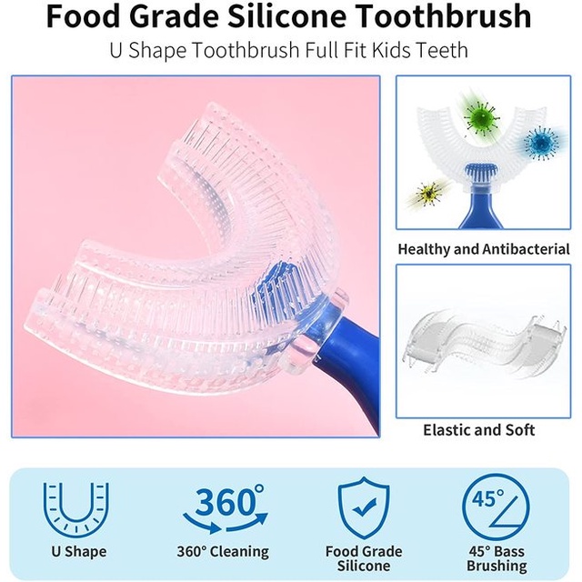 2-12 Tuổi Trẻ Em 360° Bàn Chải Đánh Răng Silicone Hình Chữ U Cho Bé